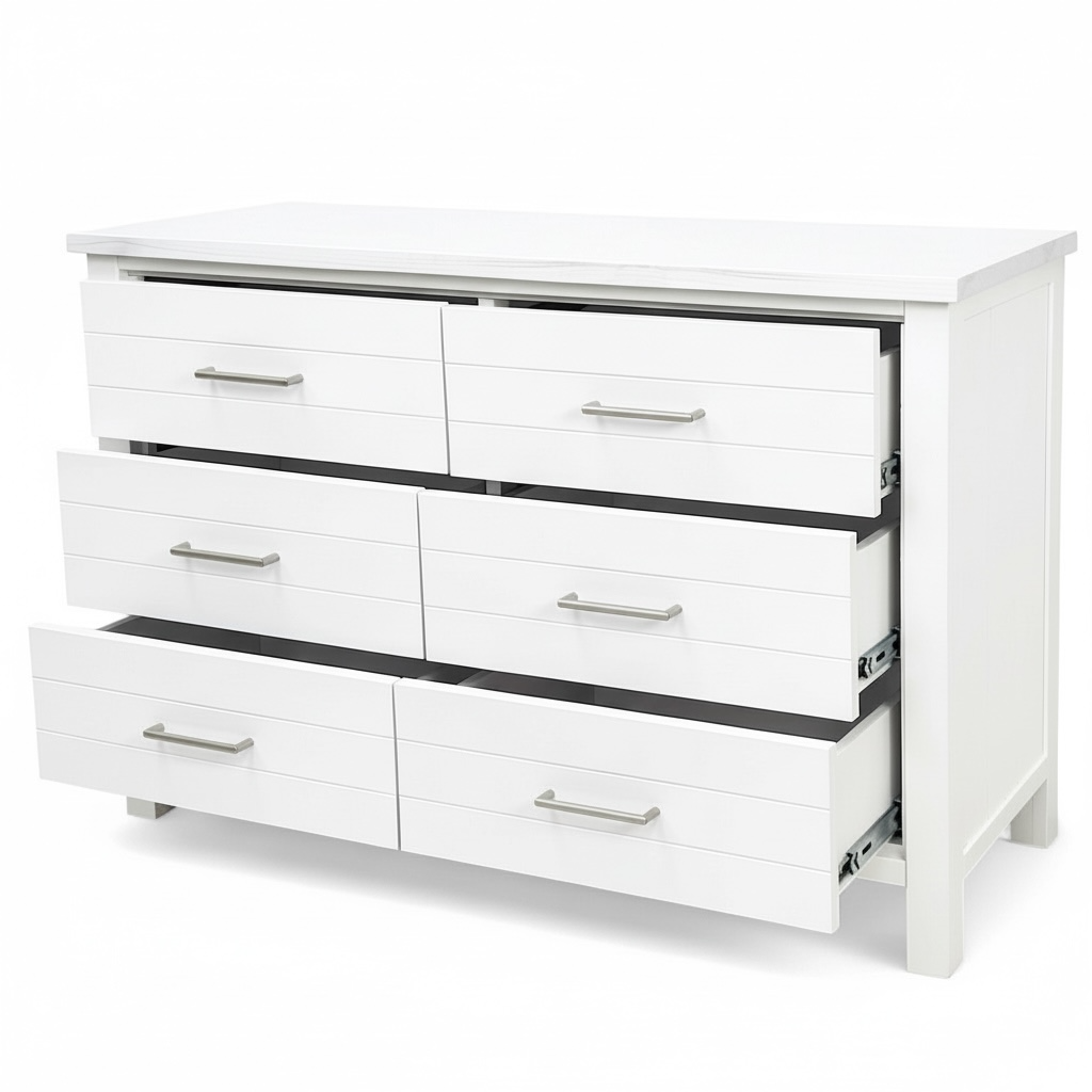Walton 6-Drawer Lowboy, White