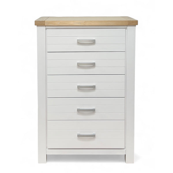 Sicily 5-Drawer Solid Wood White Tallboy / Chest — ETA 25/5/2025
