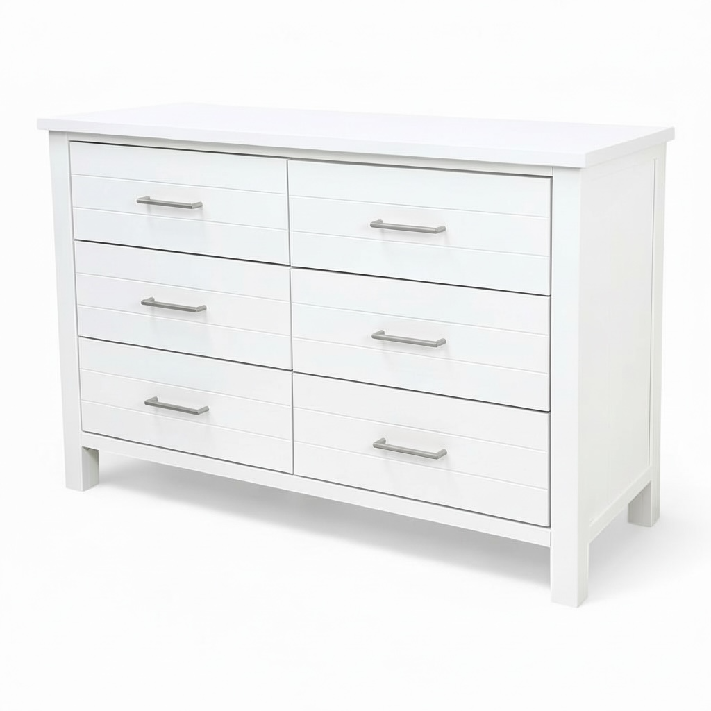 Walton 6-Drawer Lowboy, White