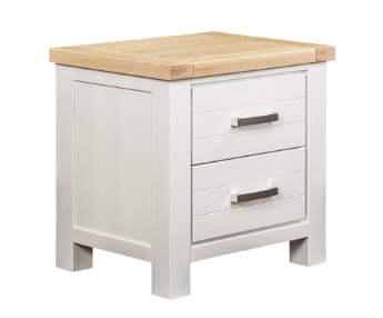 Sicily 2-Drawer Solid Pine Frame with Ash Top Bedside White